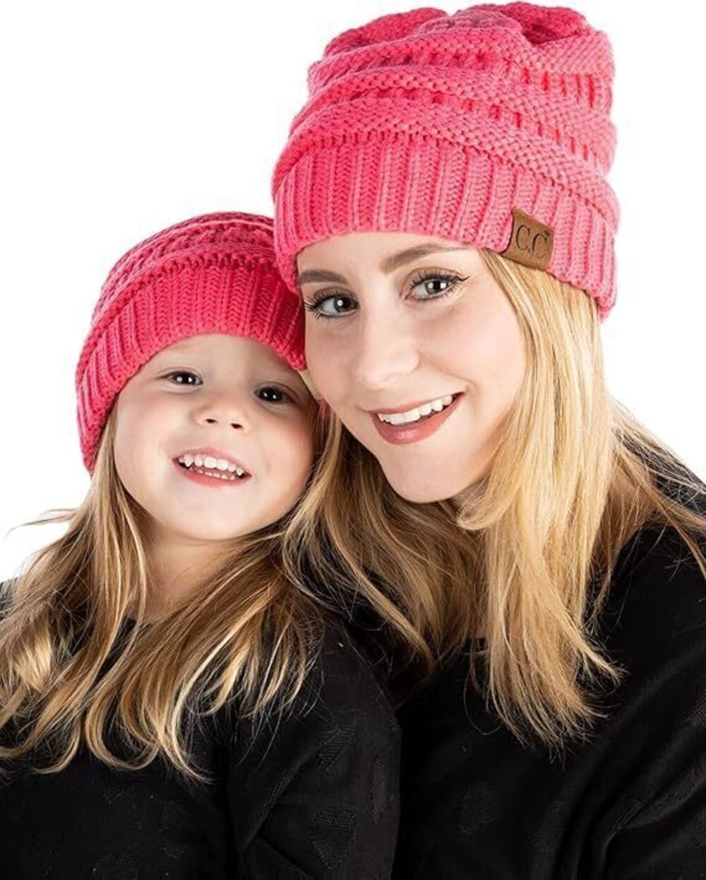 5377 Matching 2 Pack: Mommy and Me Beanie - Adult/Toddler - Ribbed - Candy